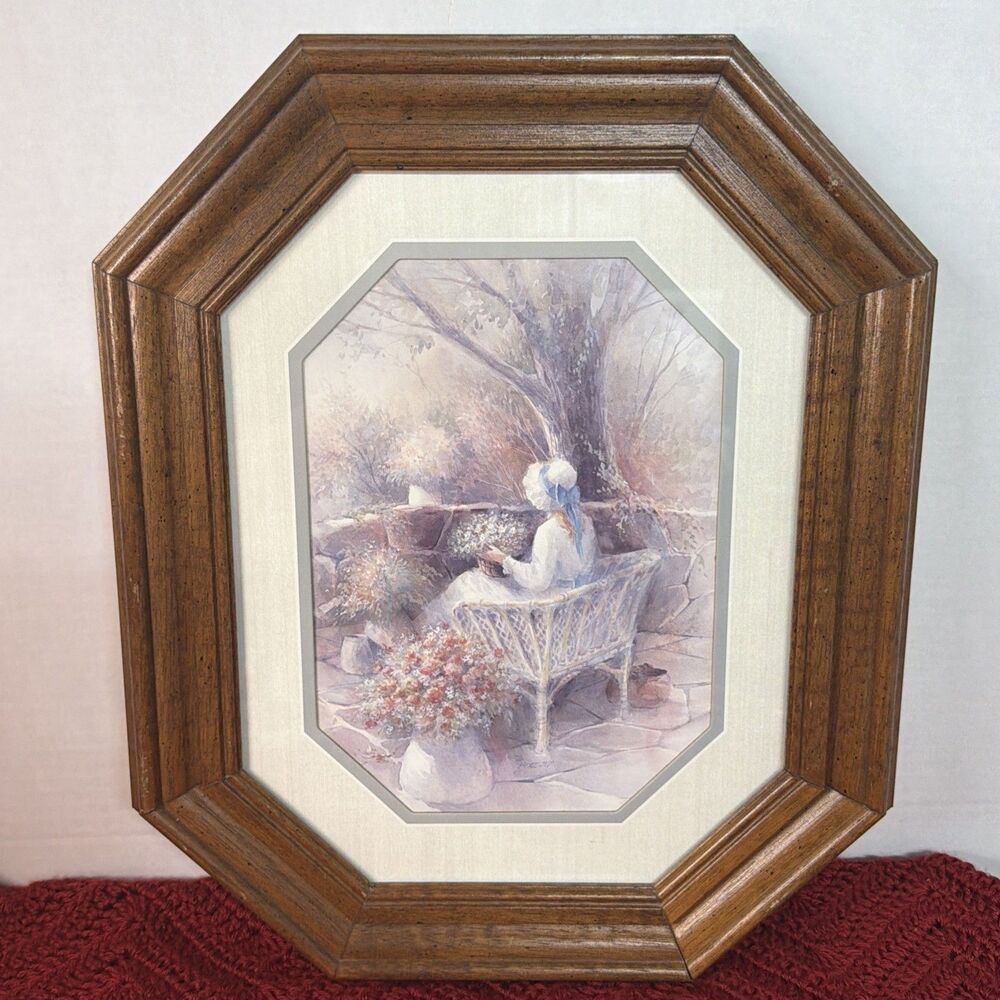 Home Interior Octagonal Frame With Matte Print, 17.5" x 14.5" - women on balcony